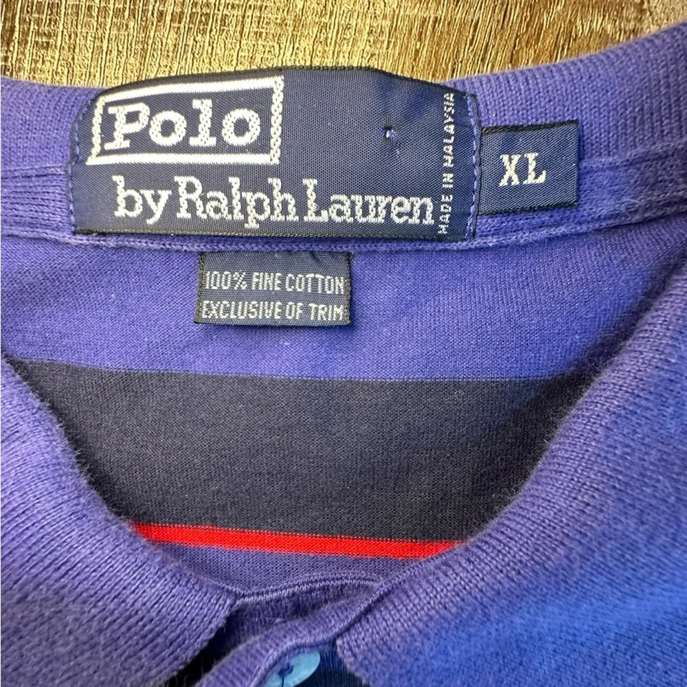 Polo Ralph Lauren Polo Men’s XL Blue striped polo‎ shirt with Golf Club Crest